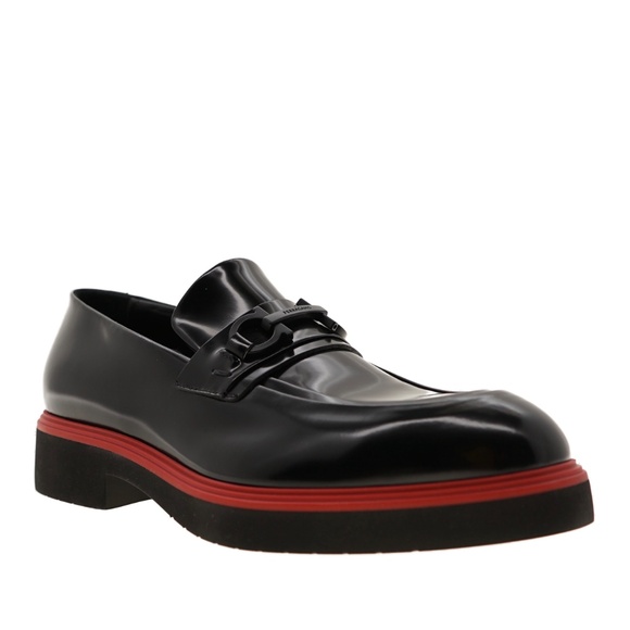 Salvatore Ferragamo Fiorello Tonal-Bit Loafers Gancini Black Leather Size 12 New - Picture 3 of 7